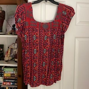 Bright Orange Paisley Print Summer Blouse